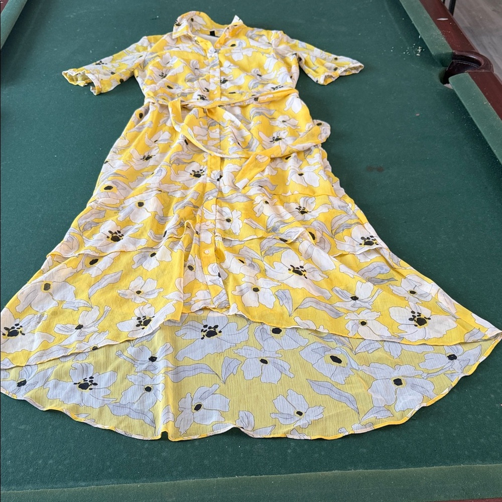 Banana Republic Yellow‎ Floral High Low Dress.  CAJA. # 1. C